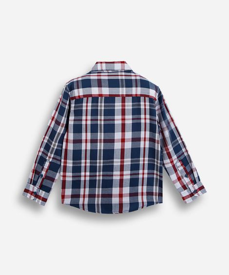 camisa infantil com algodão e bolso manga longa xadrez vinho