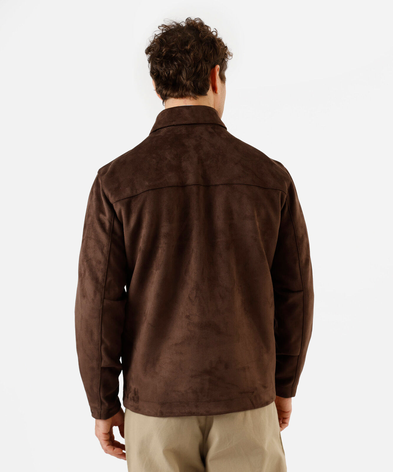 jaqueta masculina de suede com bolsos marrom