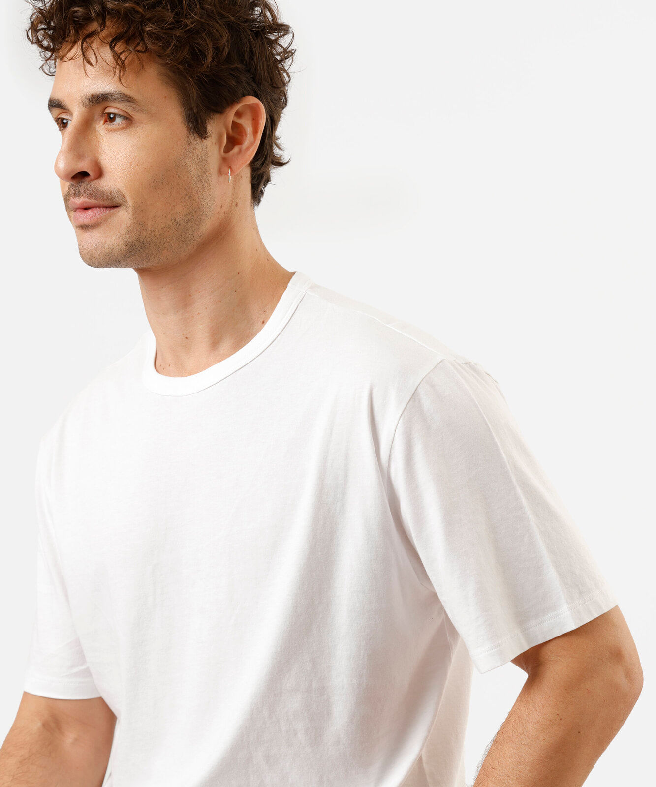 camiseta masculina de algodão peruano manga curta branca