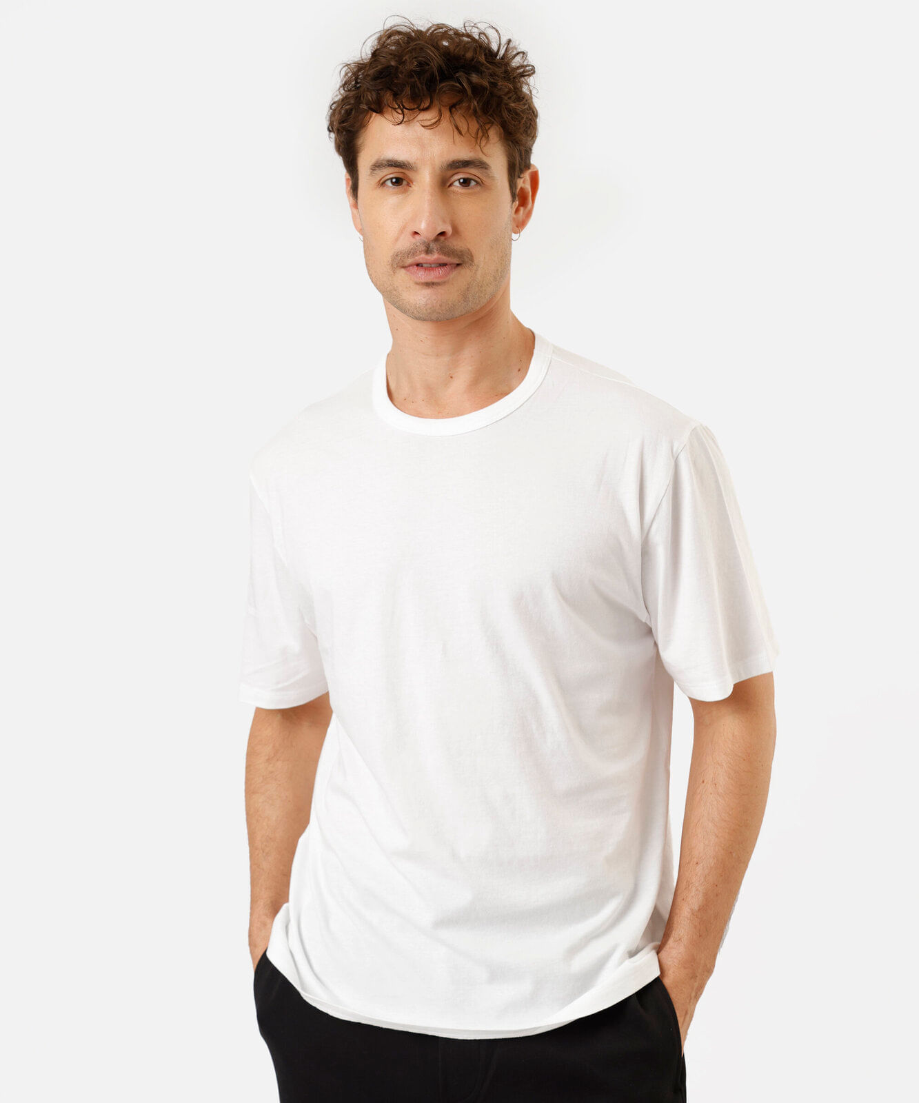 camiseta masculina de algodão peruano manga curta branca