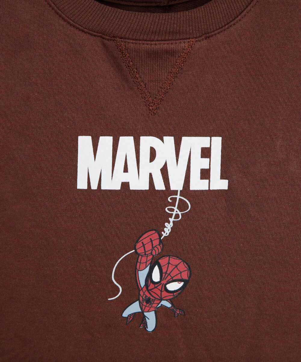 conjunto curto infantil de algodão manga curta homem aranha marrom