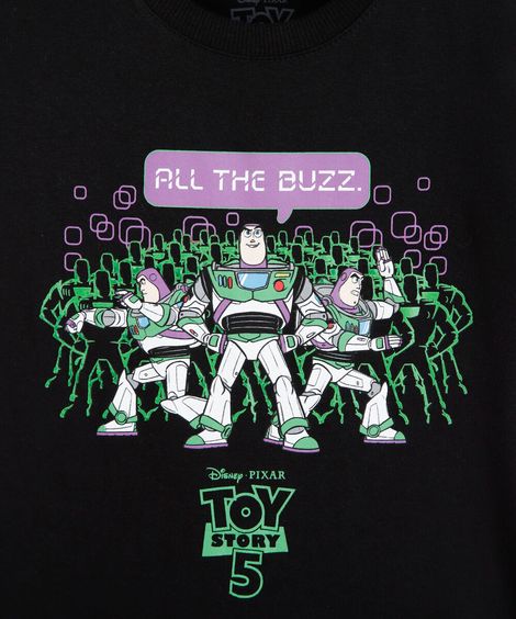 camiseta infantil de algodão manga curta buzz lightyear preta