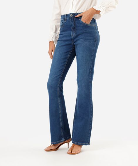 calça boot cut feminina jeans cintura alta azul