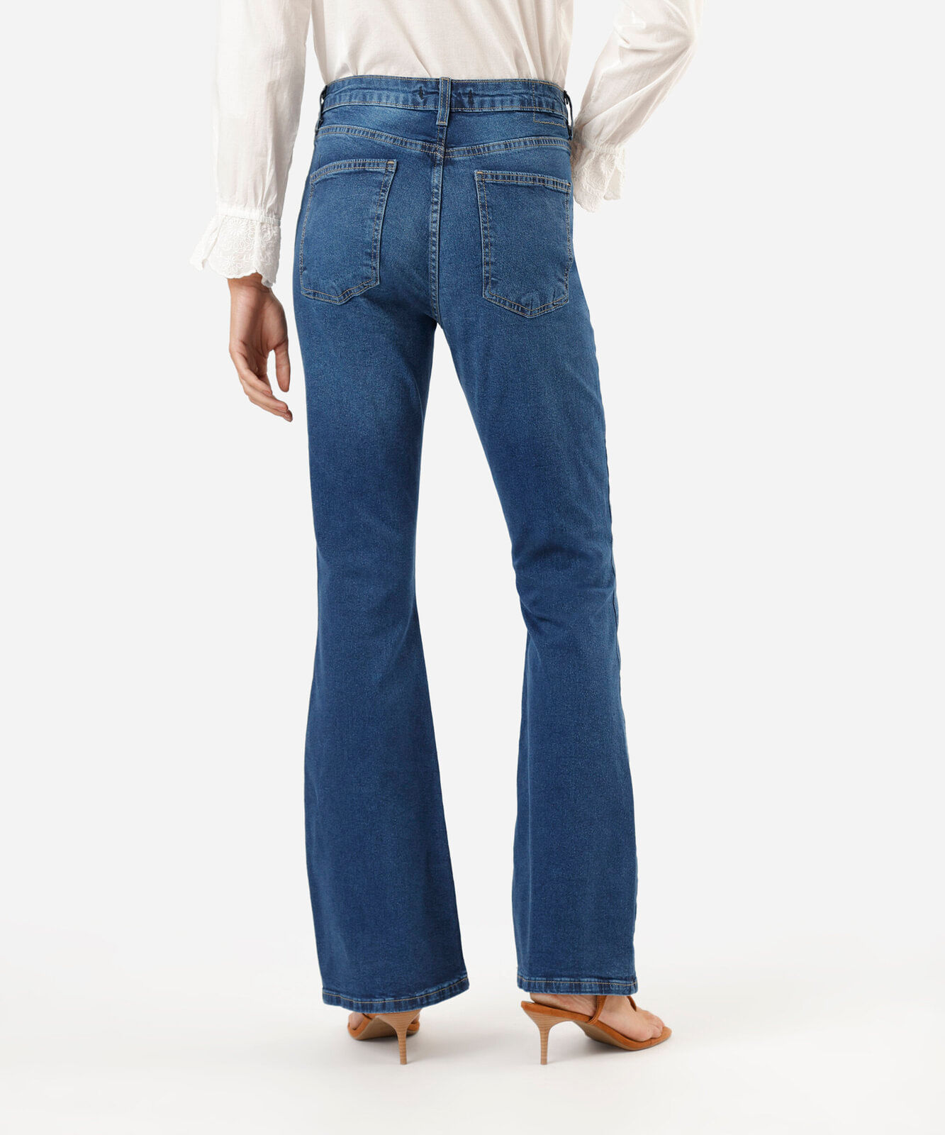calça boot cut feminina jeans cintura alta azul