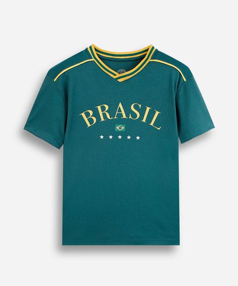 camiseta infantil manga curta brasil verde