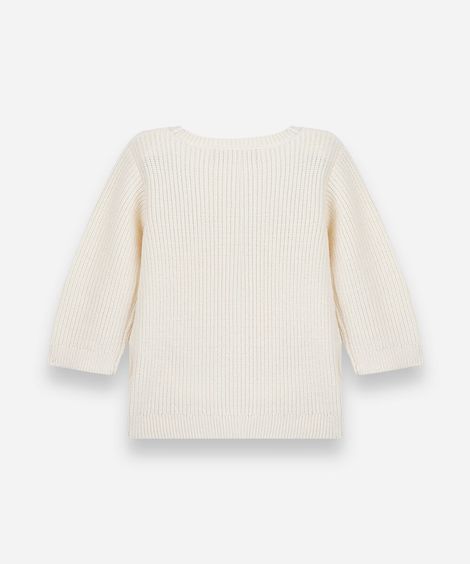 suéter infantil de tricot com bordado amarelo