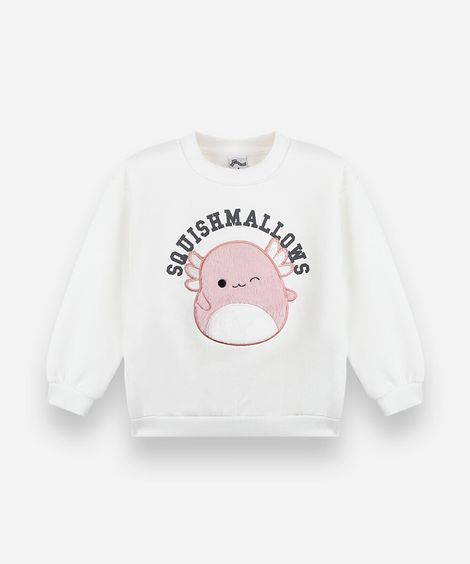 blusão infantil de moletom squishmallows off white
