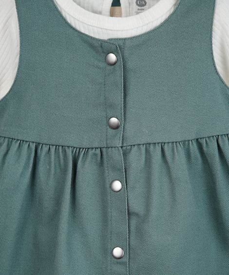 salopete infantil de algodão com blusa off white