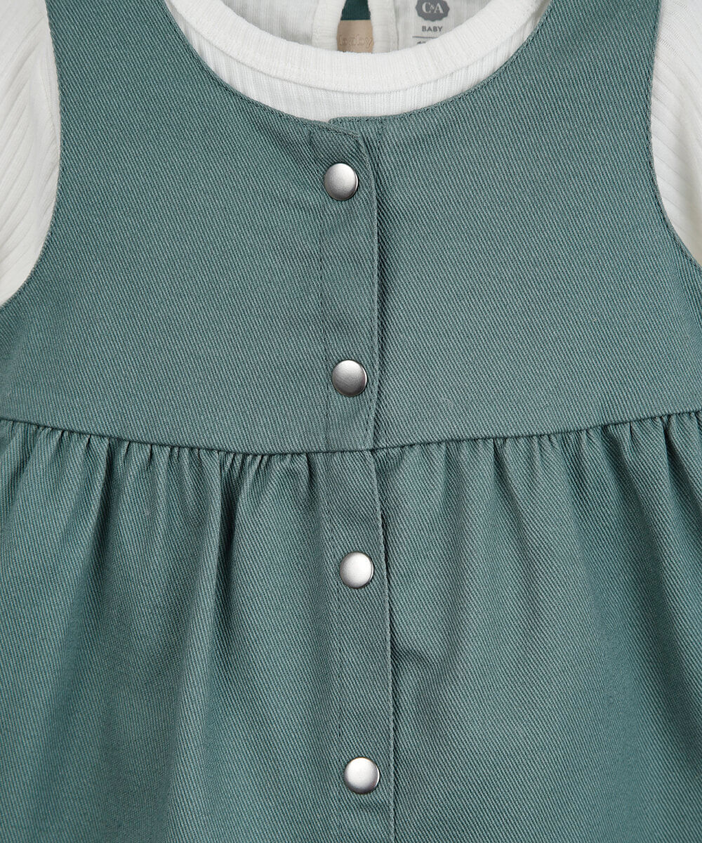 salopete infantil de algodão com blusa off white