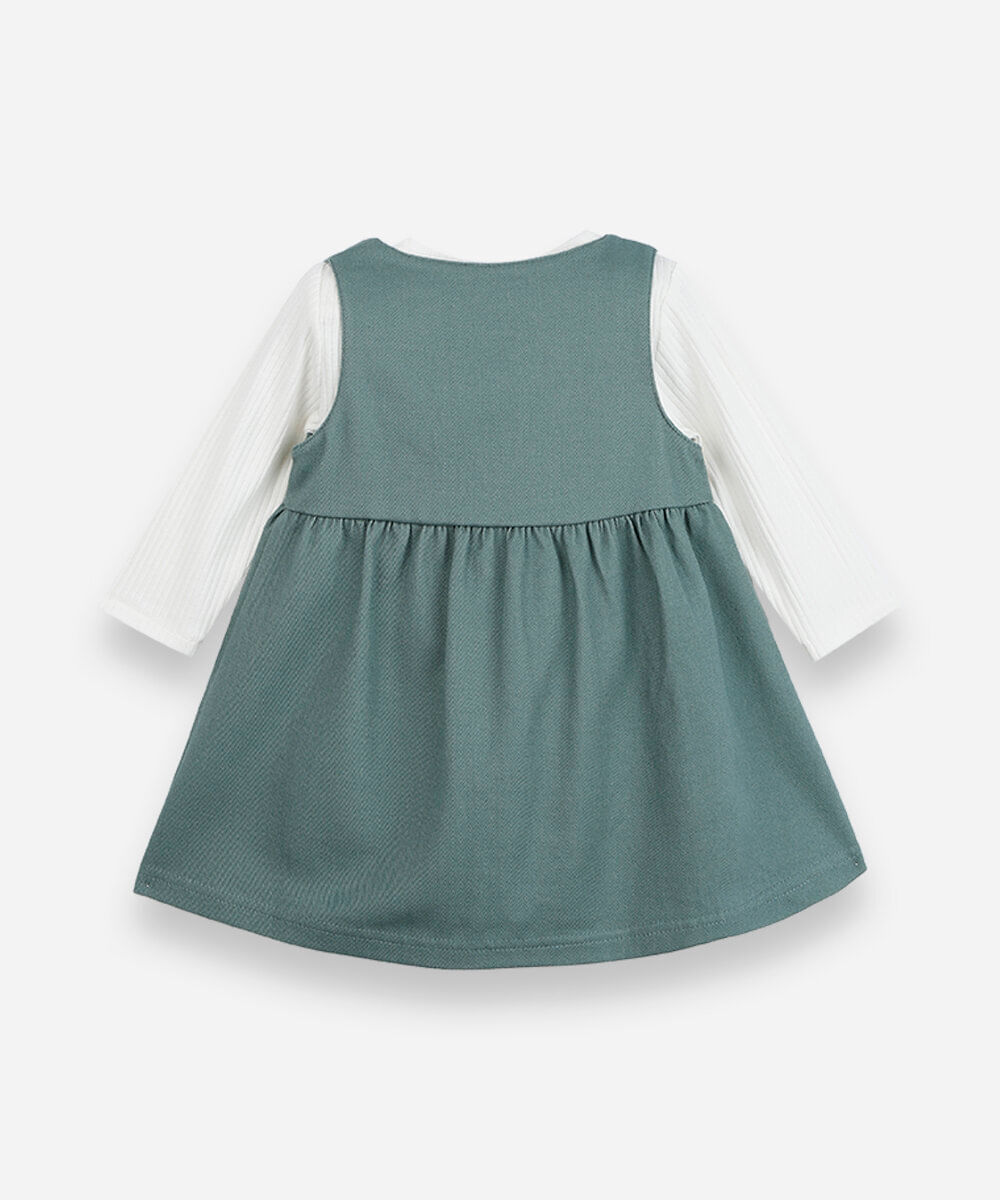 salopete infantil de algodão com blusa off white