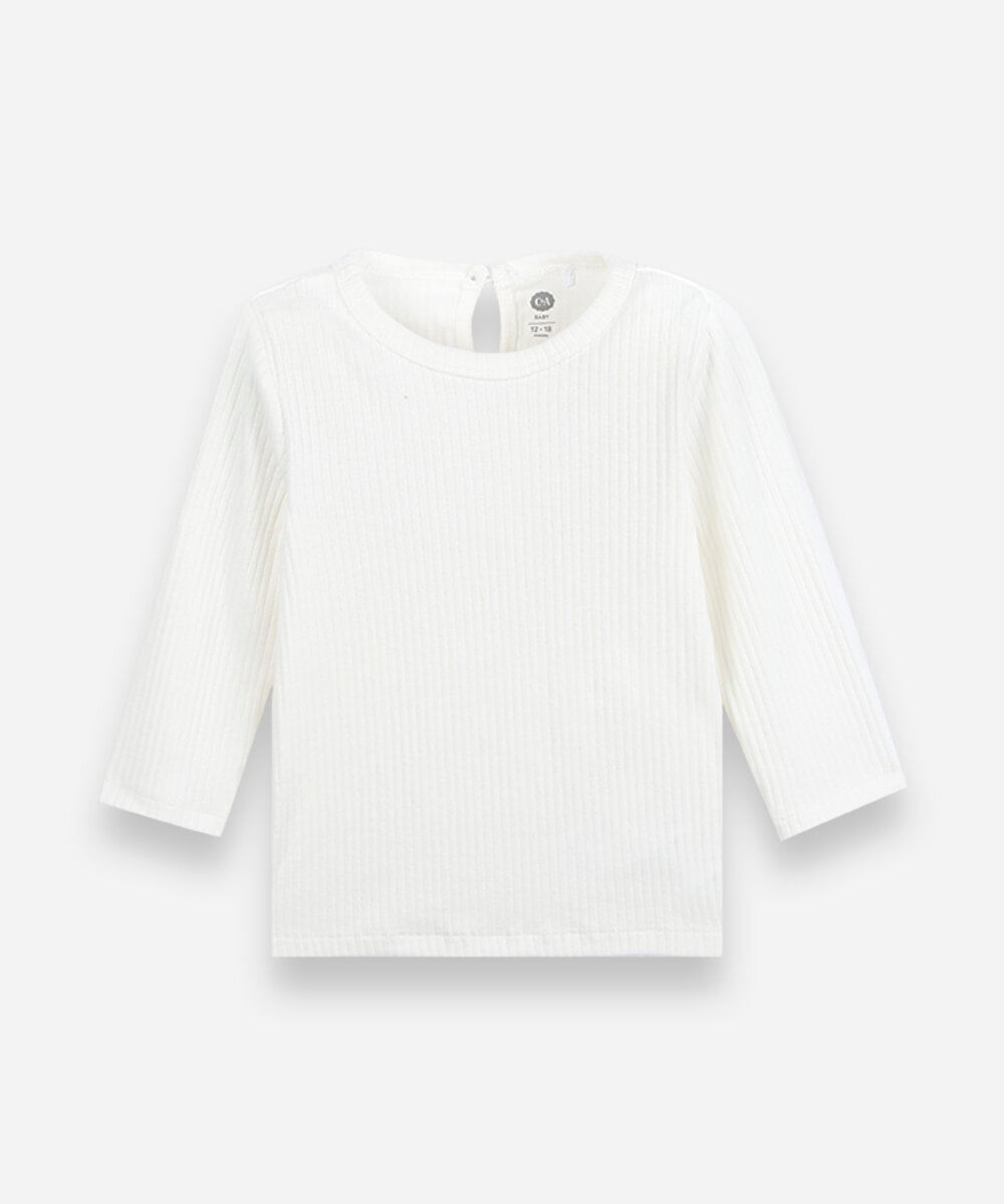 salopete infantil de algodão com blusa off white