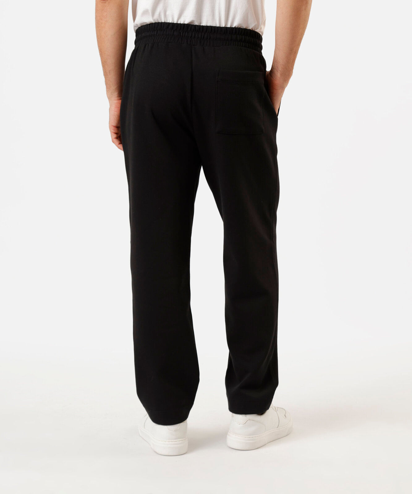 calça jogger reta masculina de moletom cós elástico preta