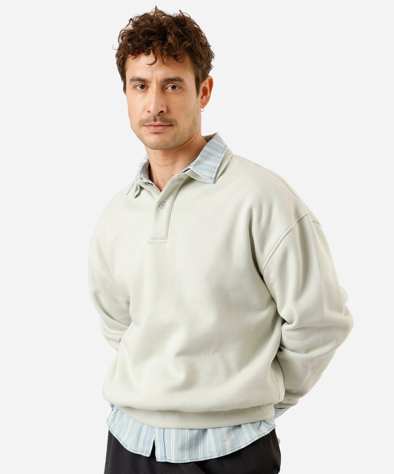 blusão oversized masculino de moletom com gola verde