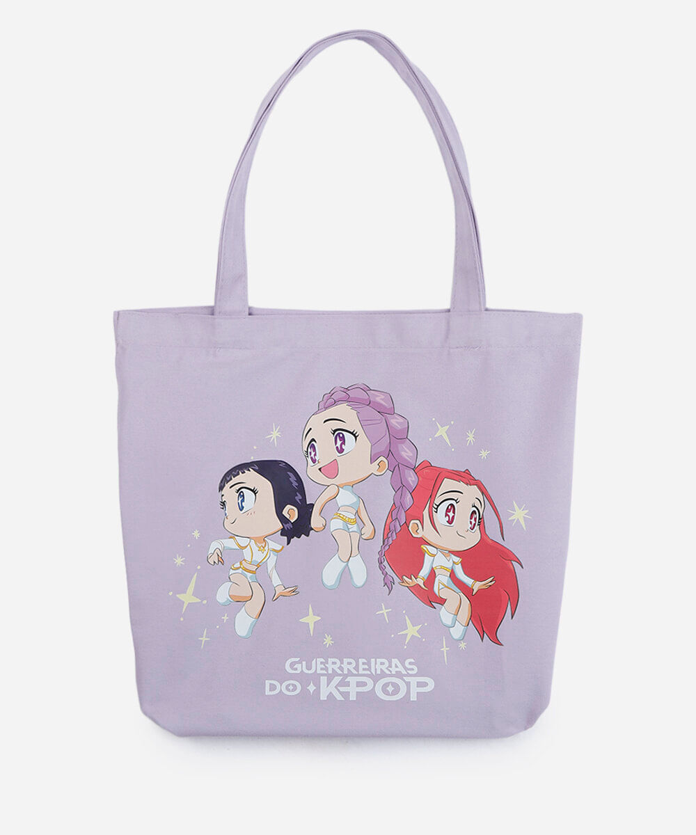 bolsa shopper infantil guerreiras do kpop lilás