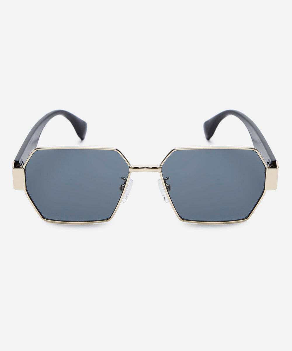 óculos de sol feminino quadrado de metal triton dourado