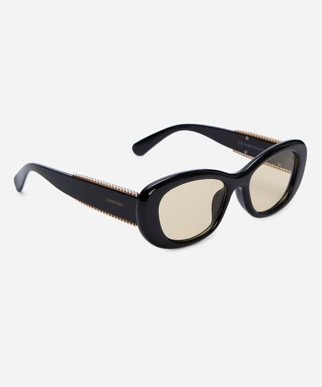 óculos de sol feminino gatinho de acetato triton preto