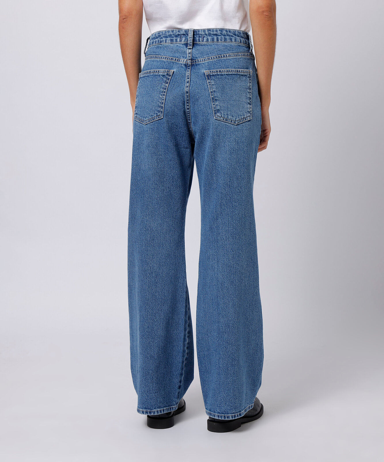 calça boot cut feminina jeans cintura alta mindset azul