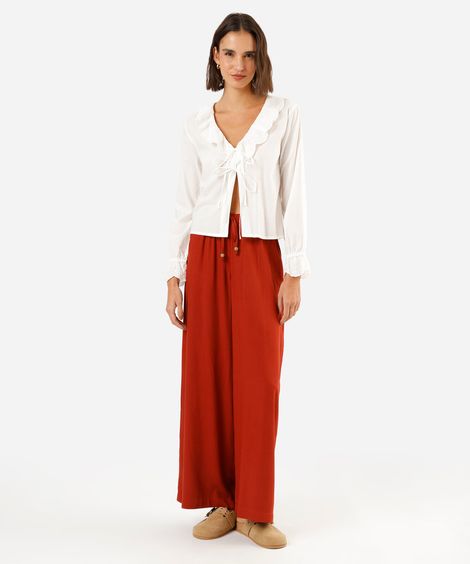 calça pantalona de viscose feminina vinho