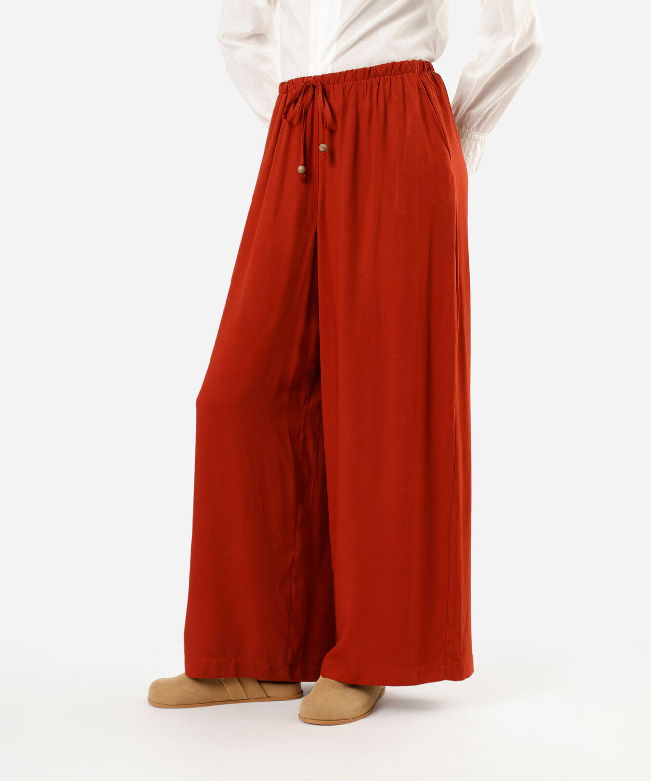 calça pantalona de viscose feminina vinho