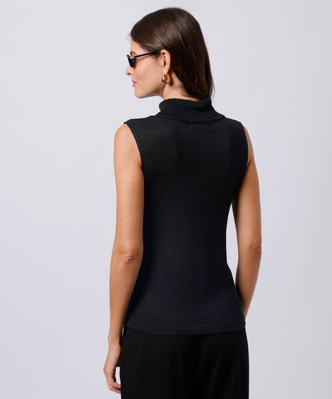blusa feminina de tricot gola alta mindset preta