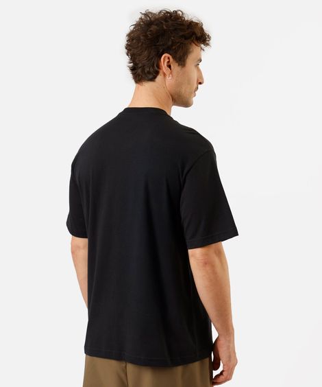 camiseta masculina de algodão manga curta nasa preta