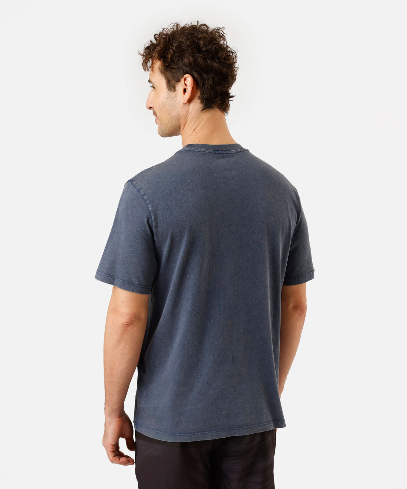 camiseta masculina de algodão manga curta estonada azul