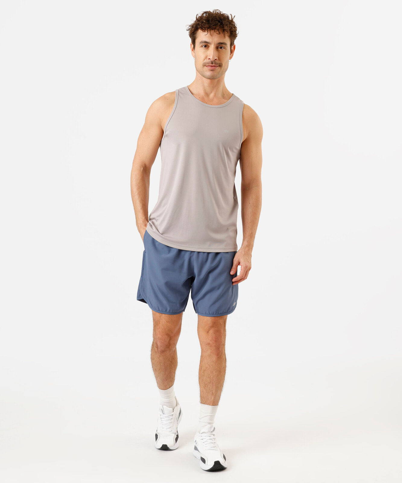 regata masculina esportiva gola careca cinza