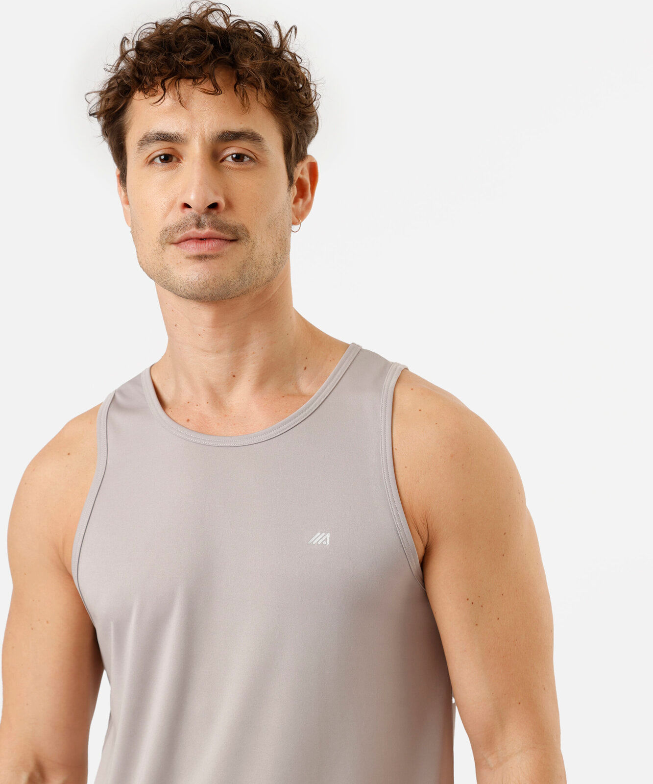 regata masculina esportiva gola careca cinza