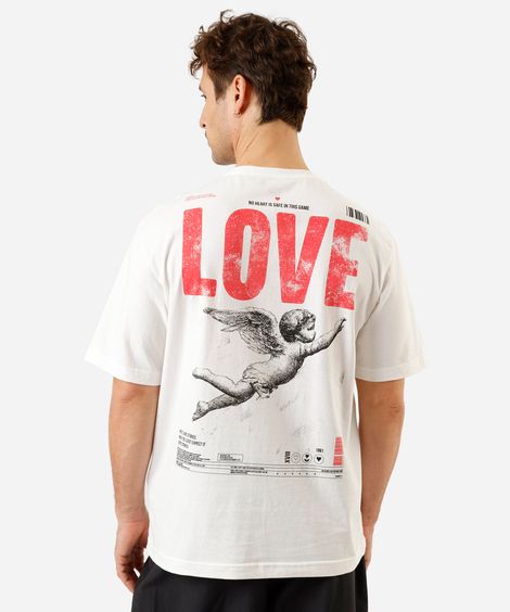 camiseta masculina de algodão manga curta estampada off white