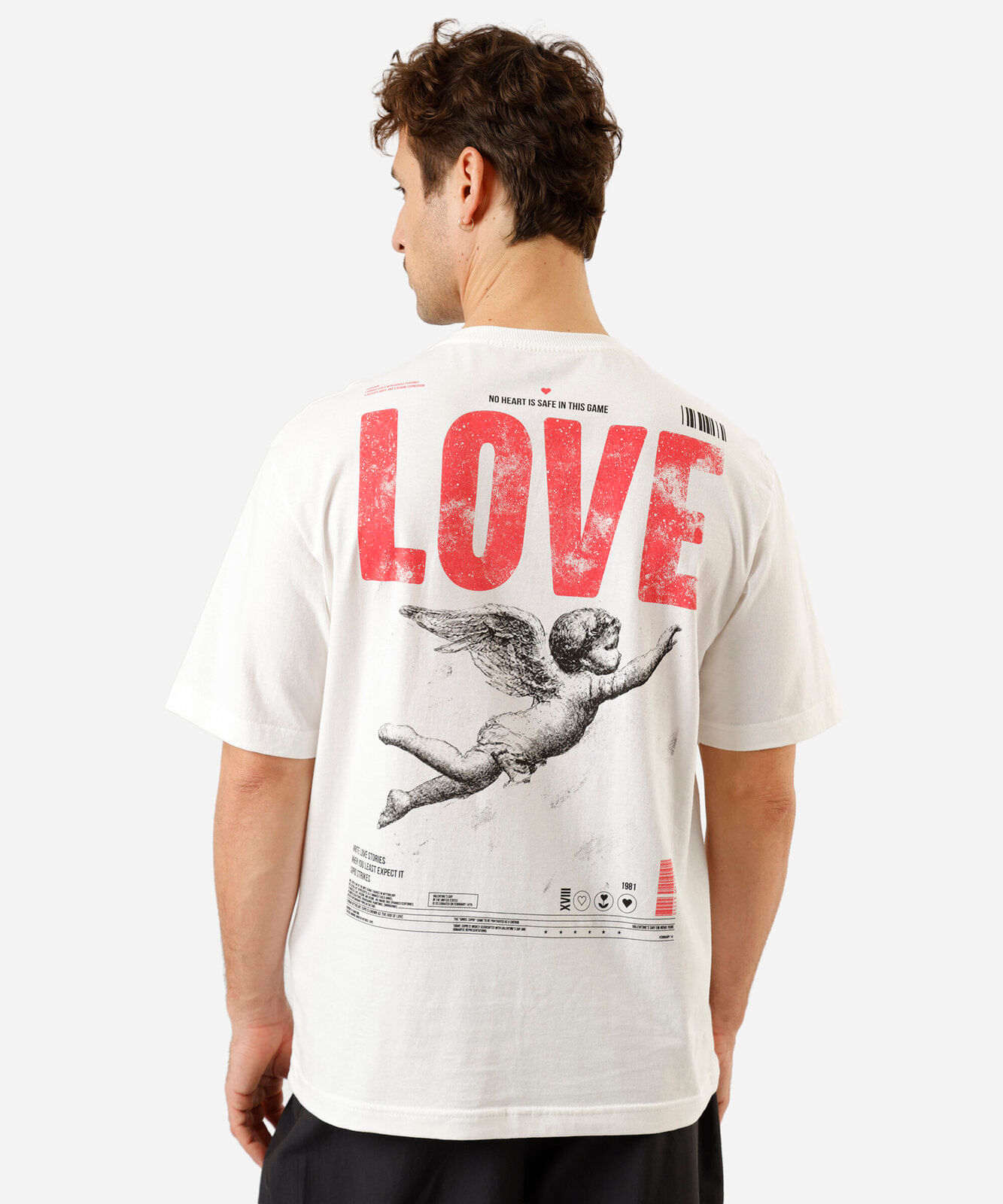 camiseta masculina de algodão manga curta estampada off white