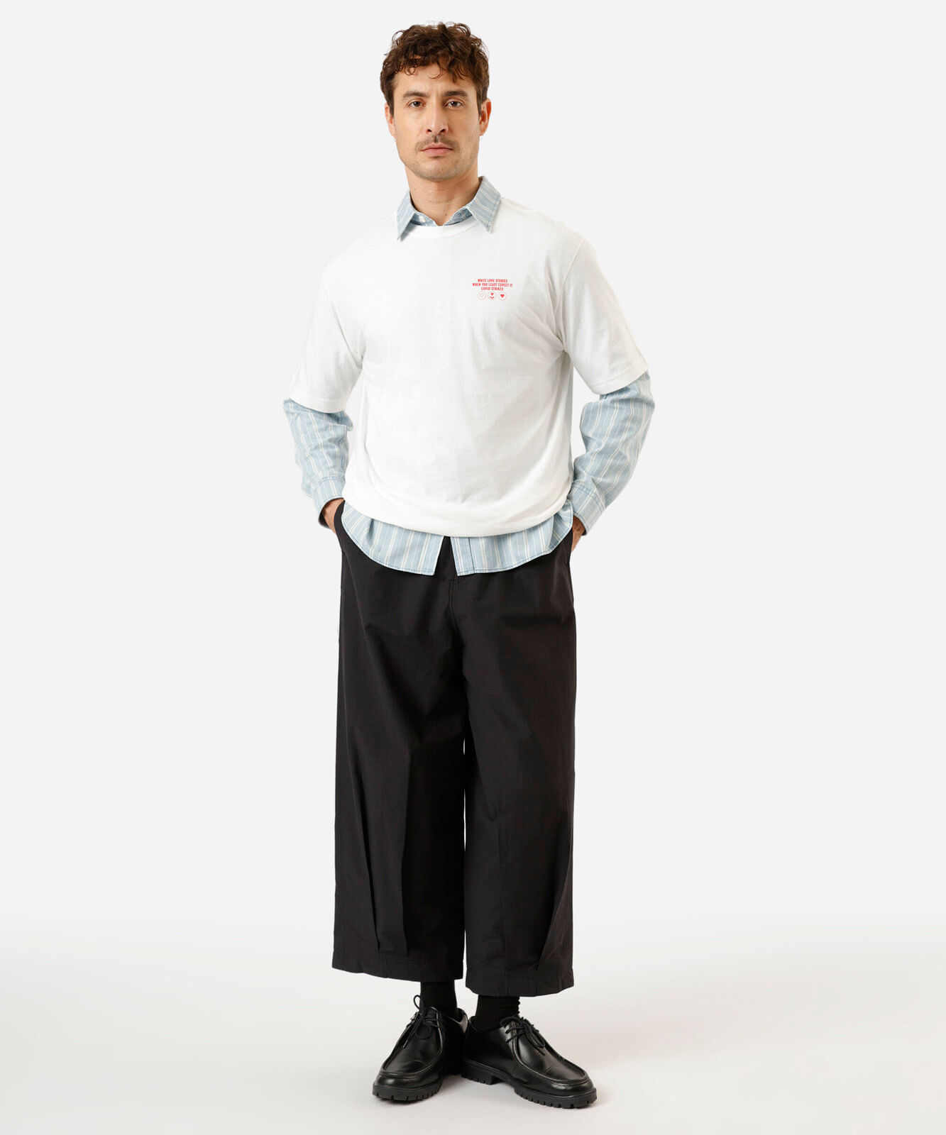 camiseta masculina de algodão manga curta estampada off white