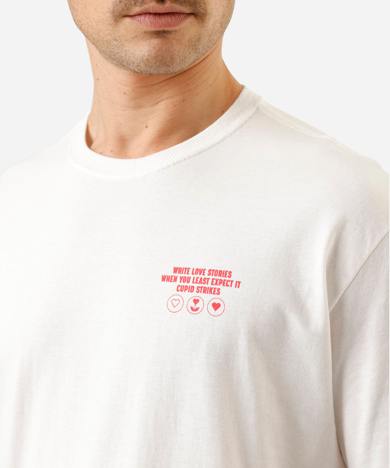 camiseta masculina de algodão manga curta estampada off white
