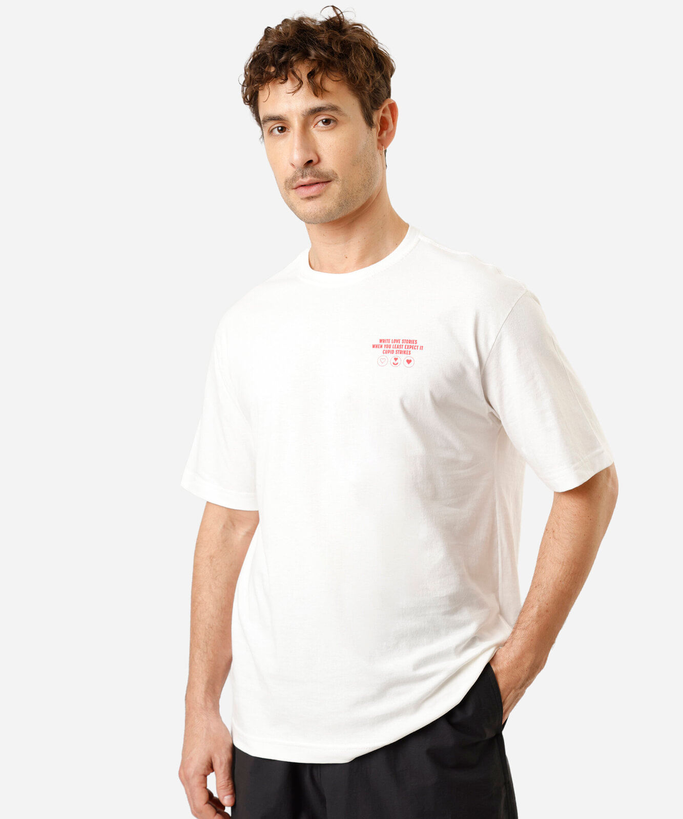 camiseta masculina de algodão manga curta estampada off white