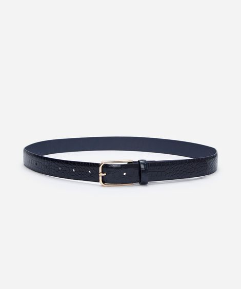 cinto croco com fivela retangular azul