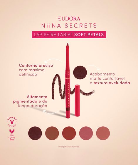 lapiseira labial eudora by niina secrets soft petals rosé pétala