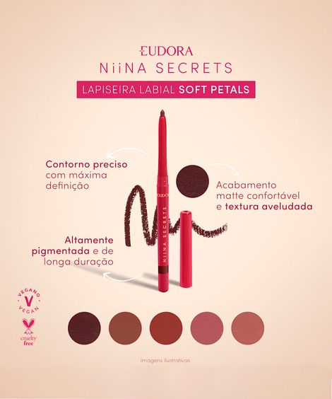 lapiseira labial eudora by niina secrets soft petals marrom aveludado