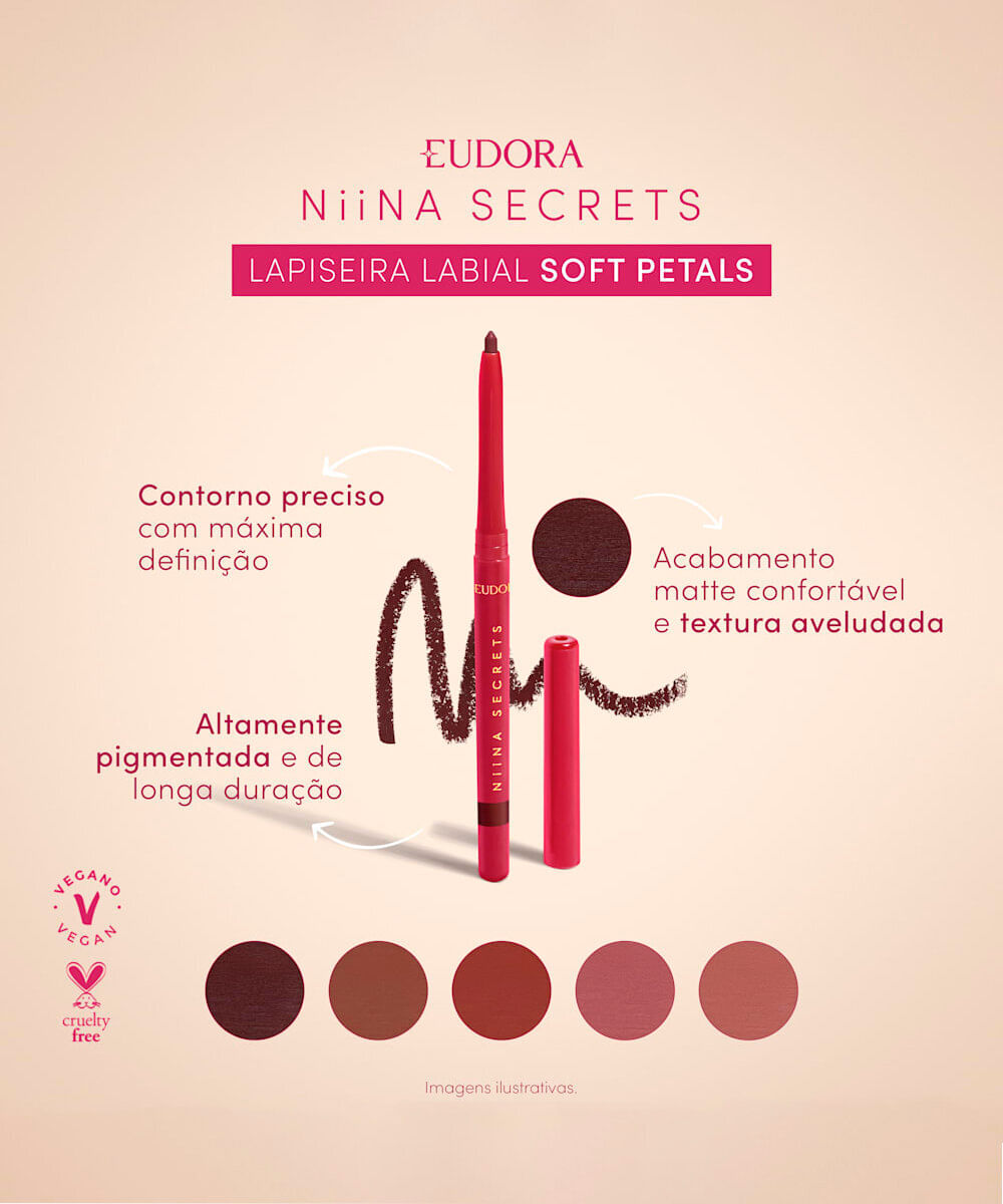 lapiseira labial eudora by niina secrets soft petals marrom aveludado