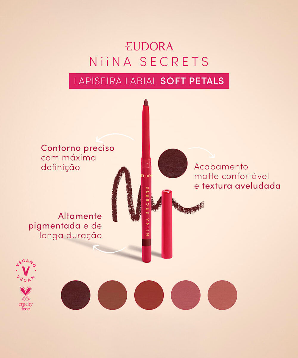 lapiseira labial eudora by niina secrets soft petals rosa secreta