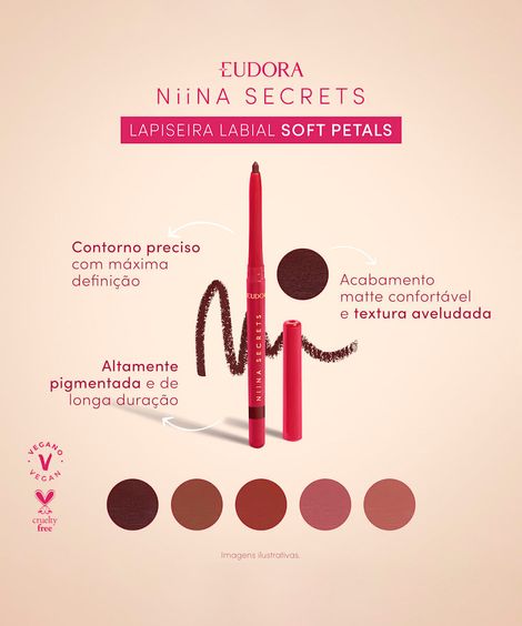 lapiseira labial eudora by niina secrets soft petals castanho encantado