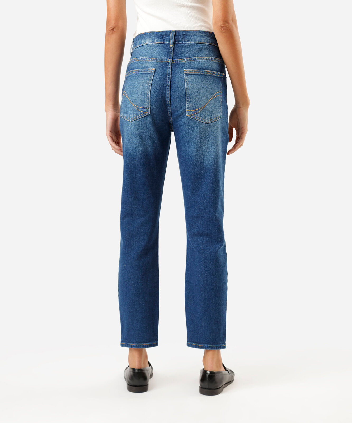 calça mom feminina jeans cintura alta  azul