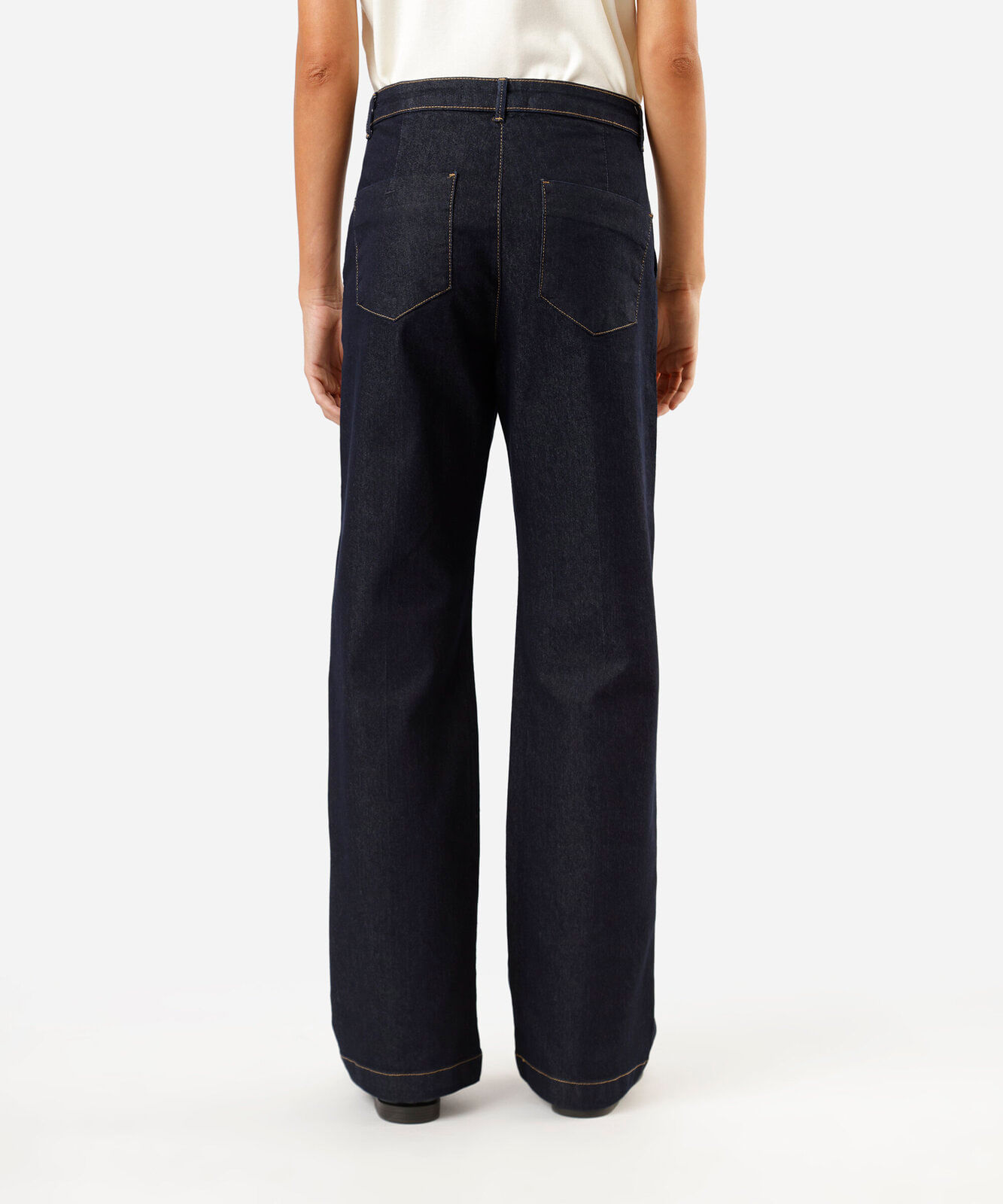 calça wide leg slim feminina jeans cintura alta azul