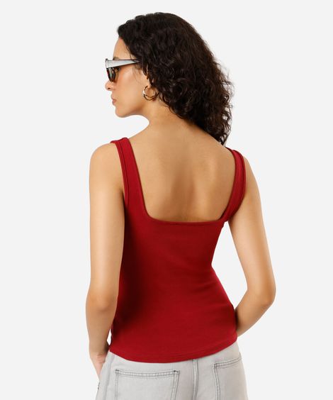 regata feminina decote quadrado vermelho