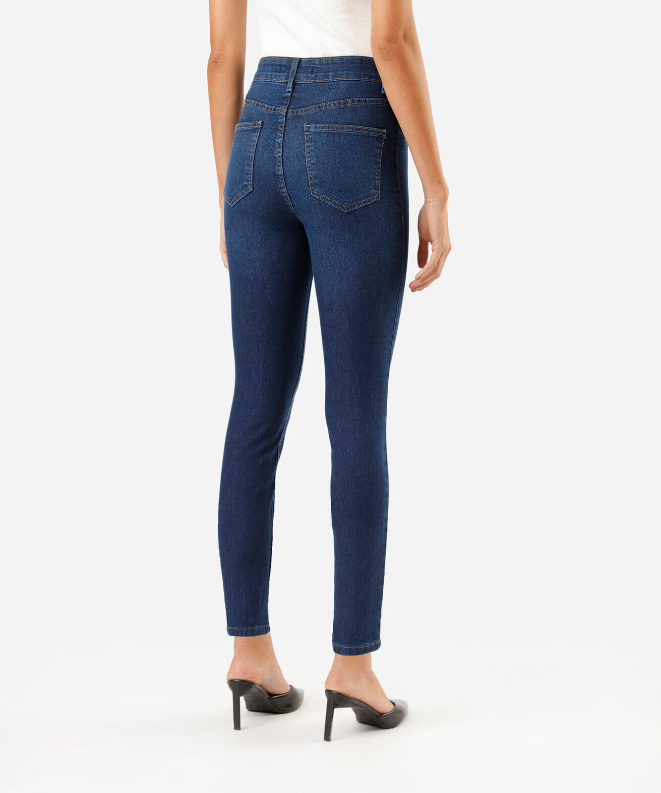 calça skinny feminina jeans cintura alta azul