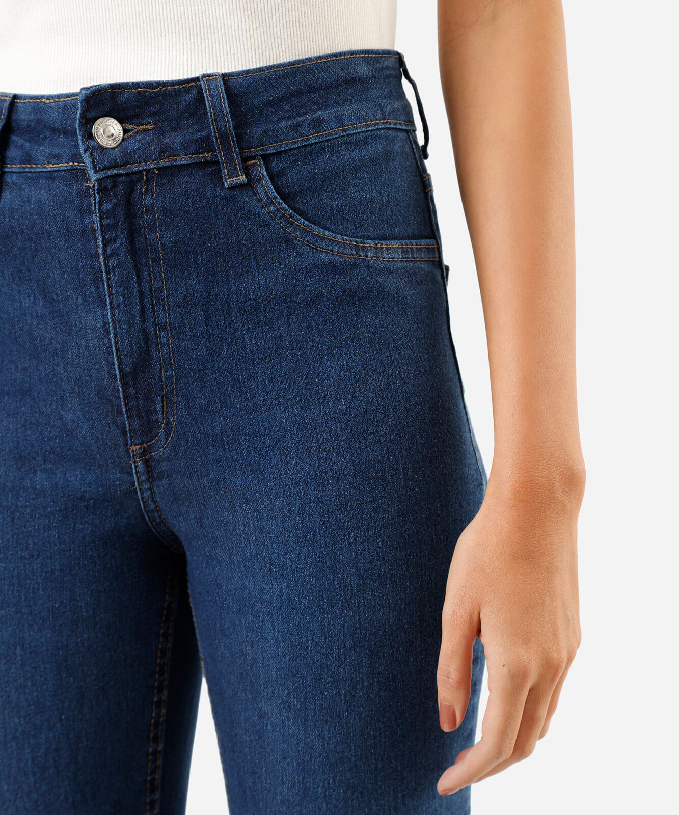 calça skinny feminina jeans cintura alta azul