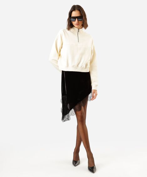 blusão cropped feminino de moletom gola alta amarelo