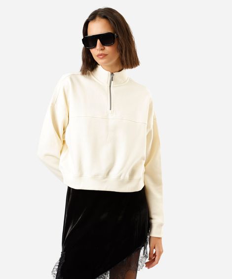 blusão cropped feminino de moletom gola alta amarelo
