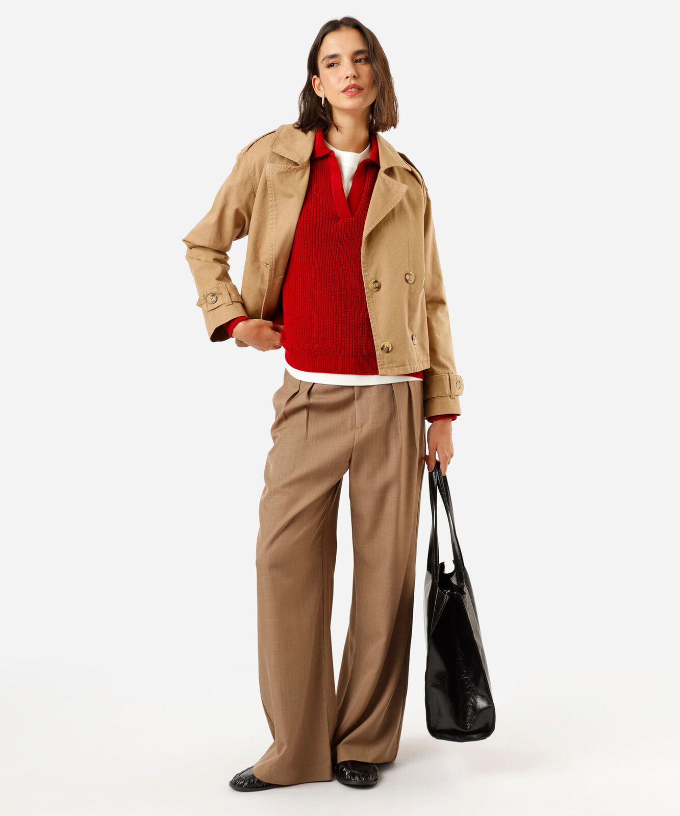 suéter polo feminino de tricot canelado vermelho
