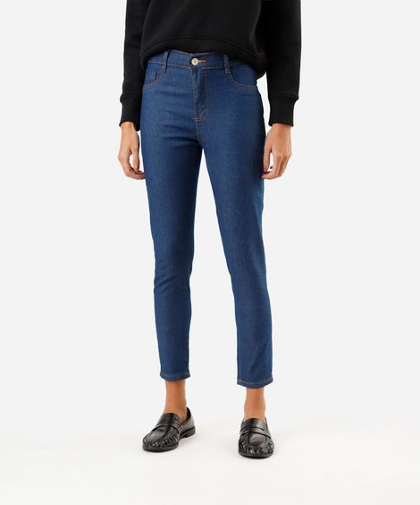calça cigarrete feminina jeans cintura alta sawary azul