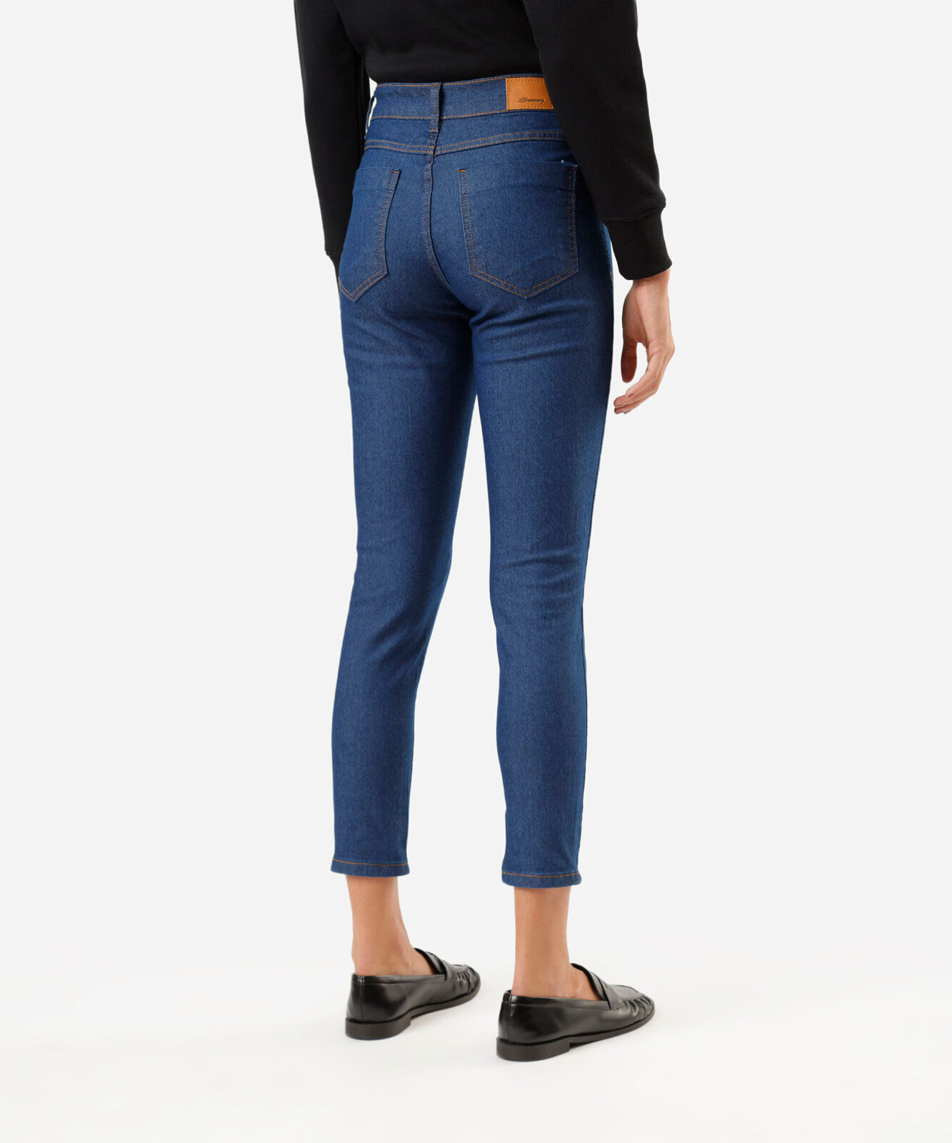 calça cigarrete feminina jeans cintura alta sawary azul