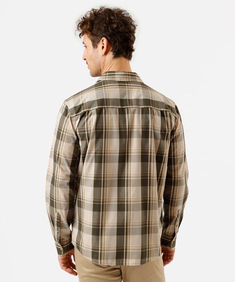 camisa masculina com algodão manga longa xadrez verde